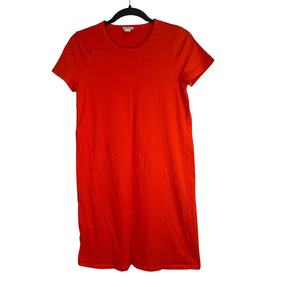 J.Crew Womens XS Orange Red Cotton Jersey T-Shirt Dress L2256 Short Sleeve‎